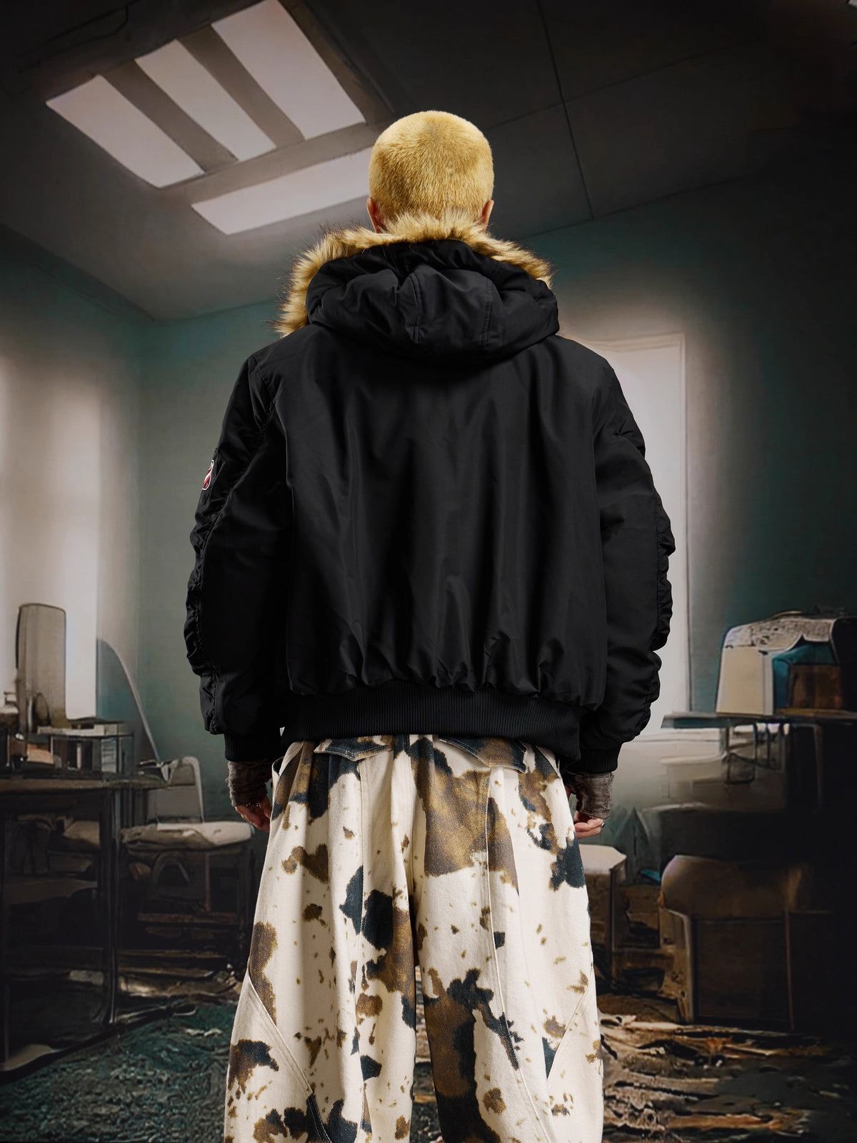 UrbanLaws Leopar Detaylı Kürk Yakalı Oversize Mont