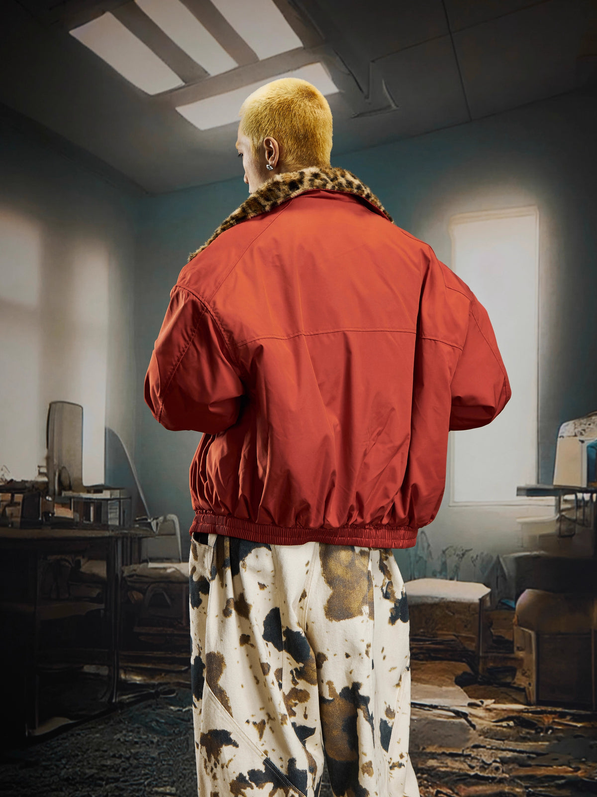 UrbanLaws Leopar Kürk Yakalı Oversize Mont