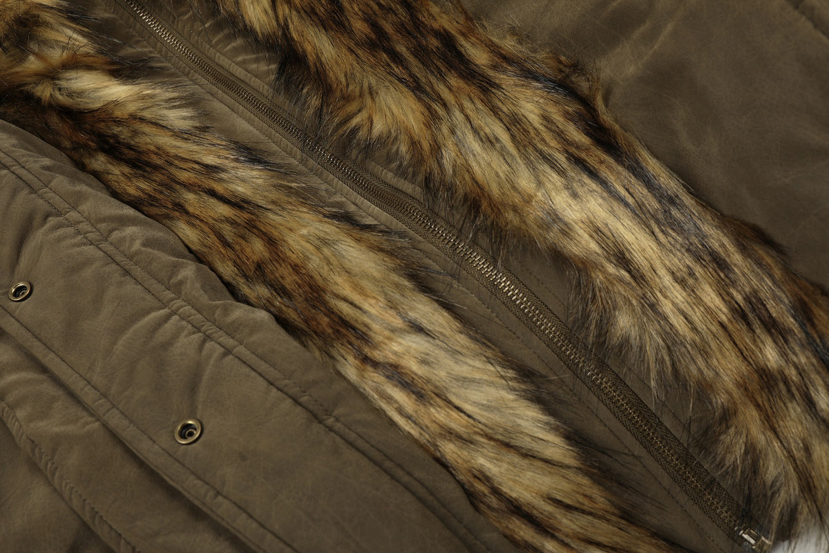 UrbanLaws Premium Fur-Collar Vintage Ceket