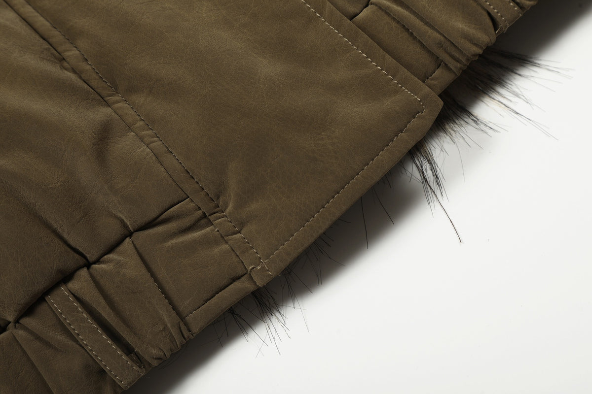 UrbanLaws Premium Fur-Collar Vintage Ceket