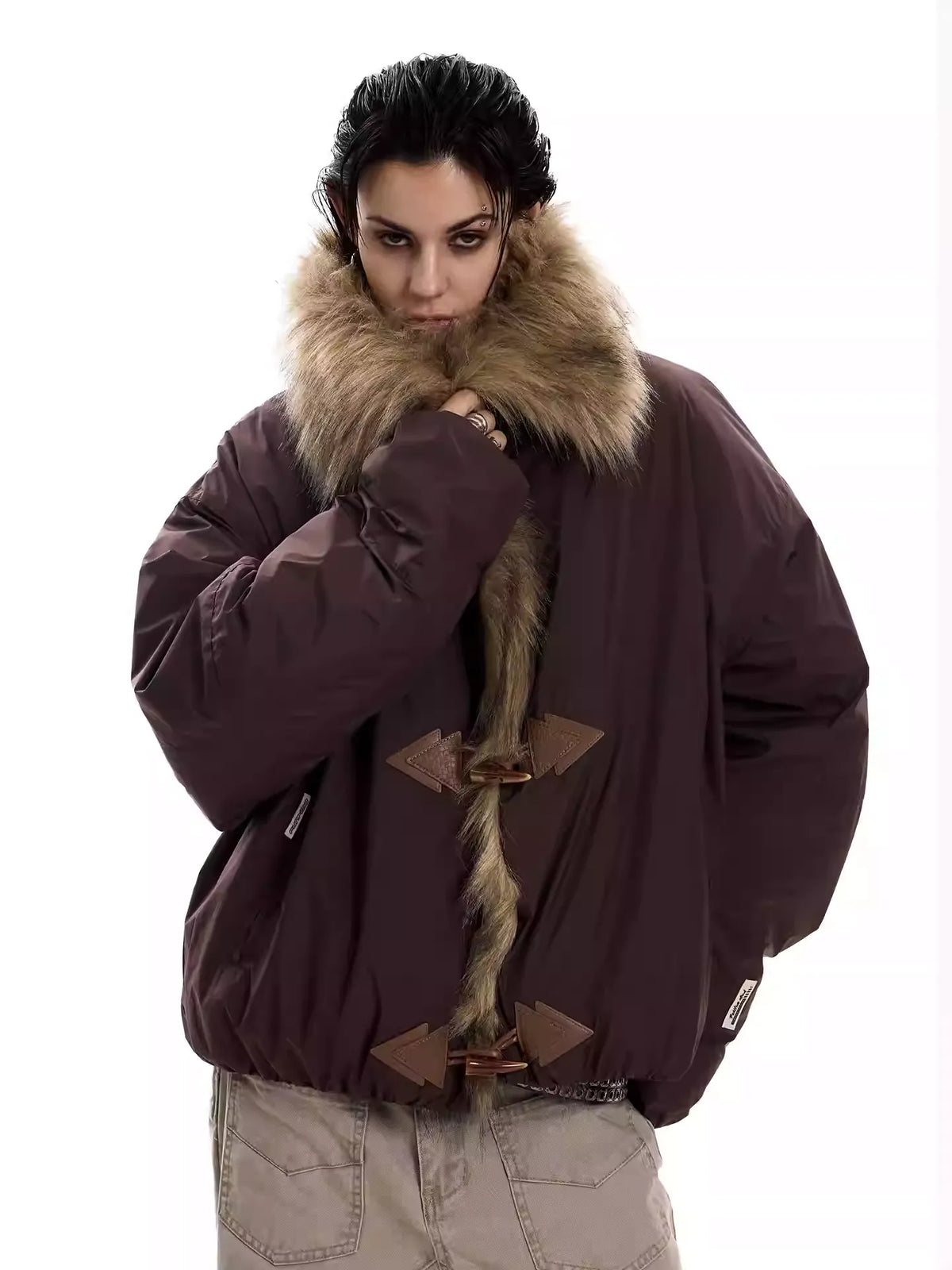 UrbanLaws Geniş Kürk Yakalı Oversize Ceket