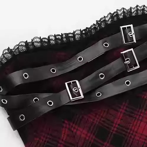 UrbanLaws Strapless Plaid Corset Elbise