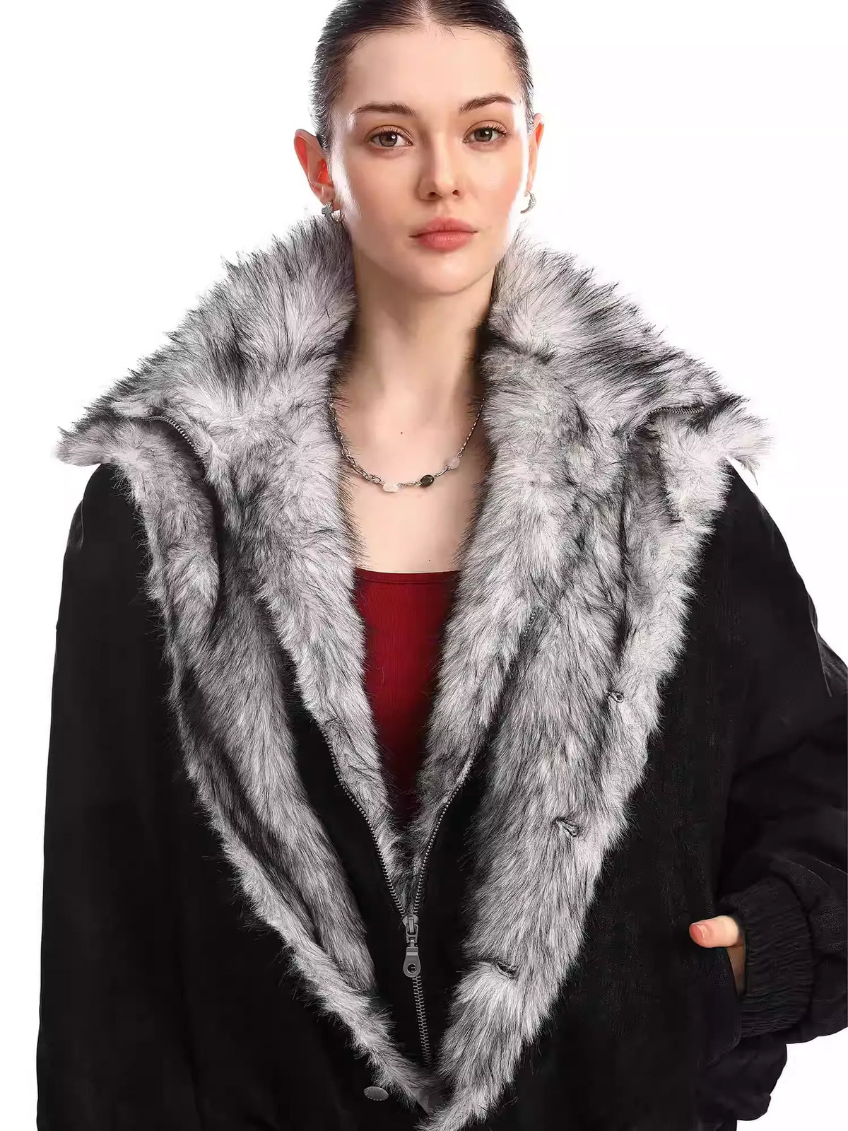 UrbanLaws Vintage Çift Katlı Kürk Yaka Ceket