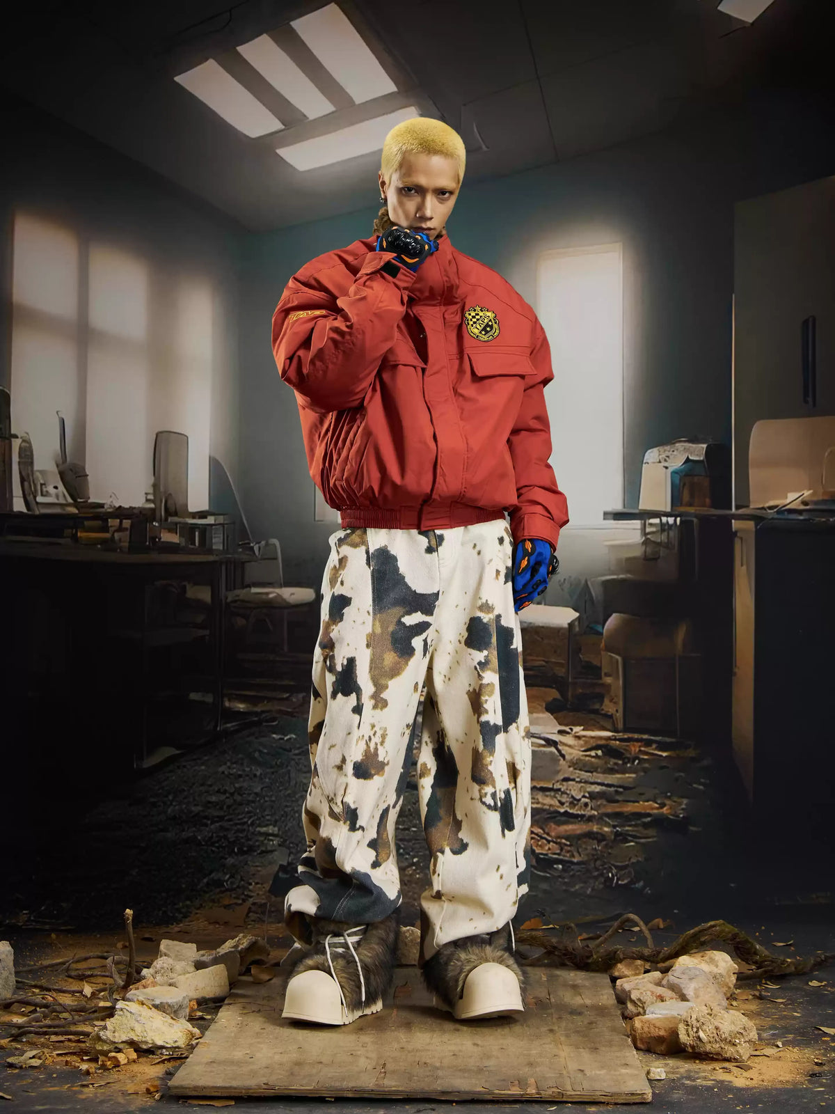 UrbanLaws Leopar Kürk Yakalı Oversize Mont