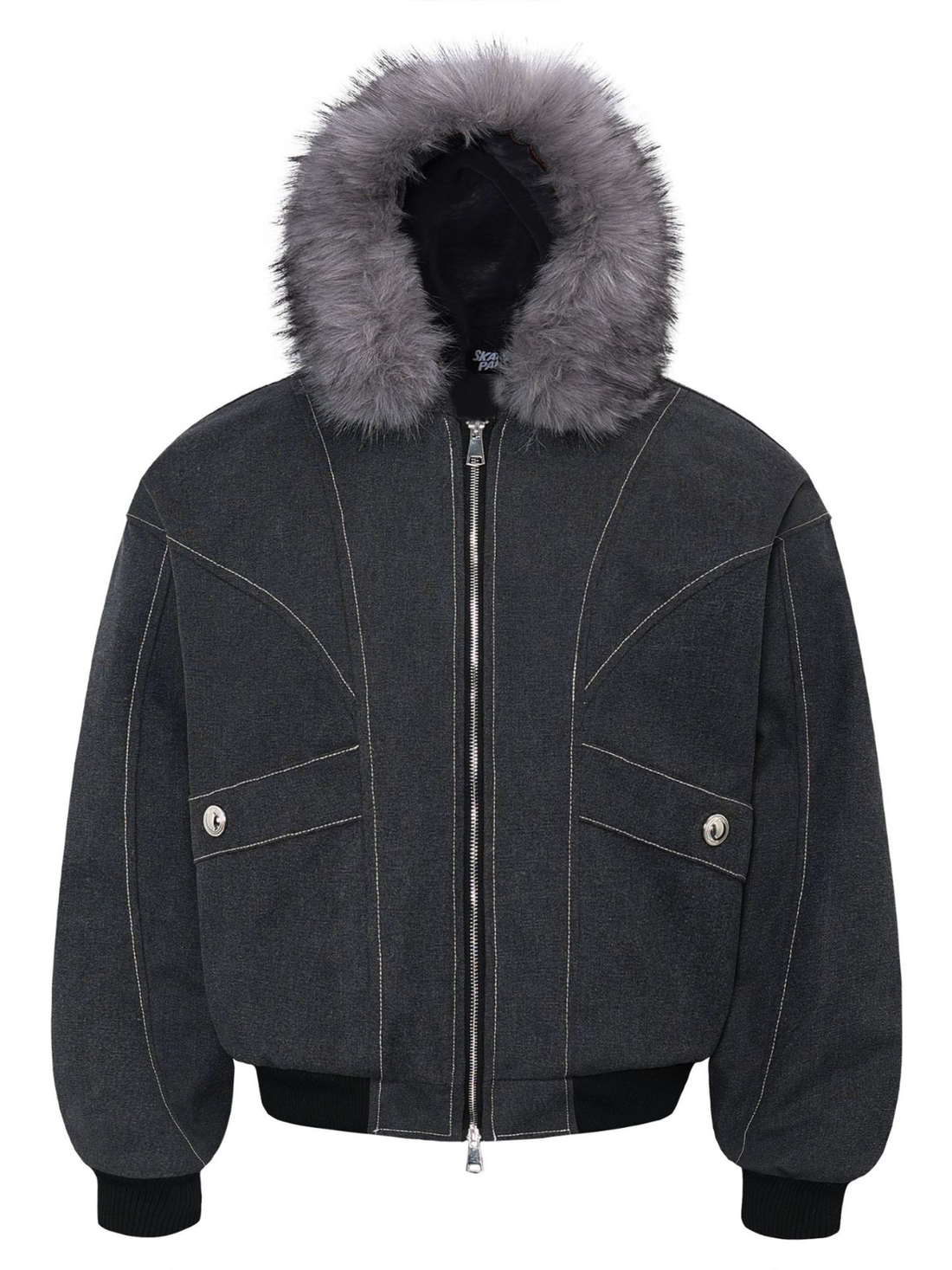 Retro Çıkarılabilir Kürklü Kapüşonlu Bomber Ceket
