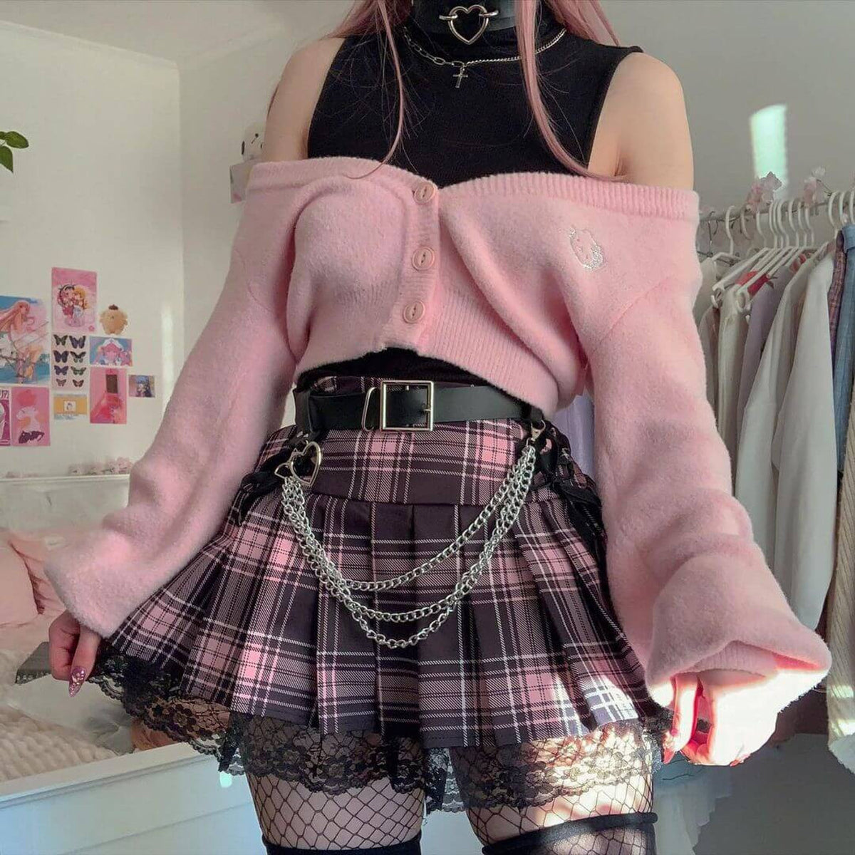 UrbanLaws Pastel Goth Dantel Detaylı Mini Etek