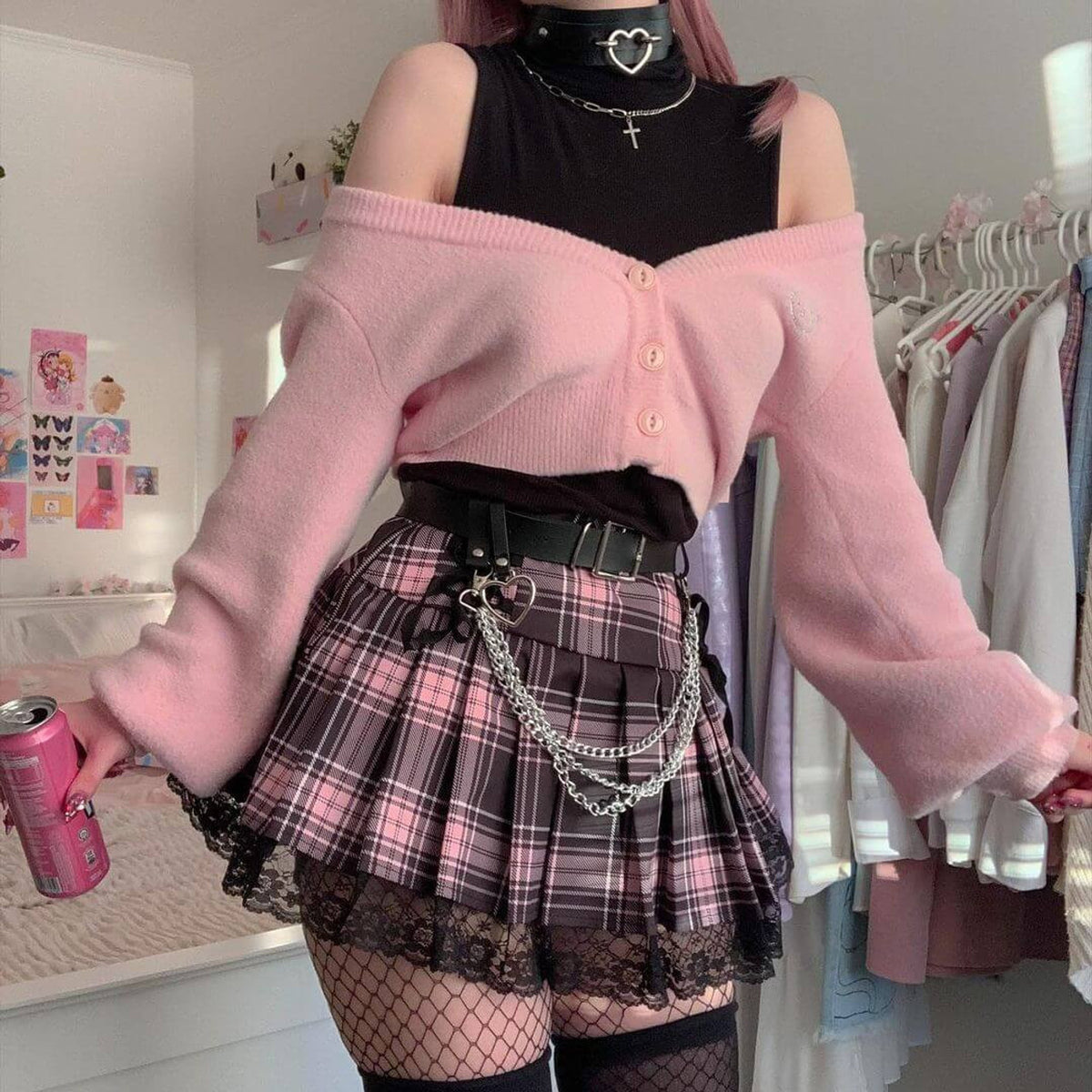 UrbanLaws Pastel Goth Dantel Detaylı Mini Etek