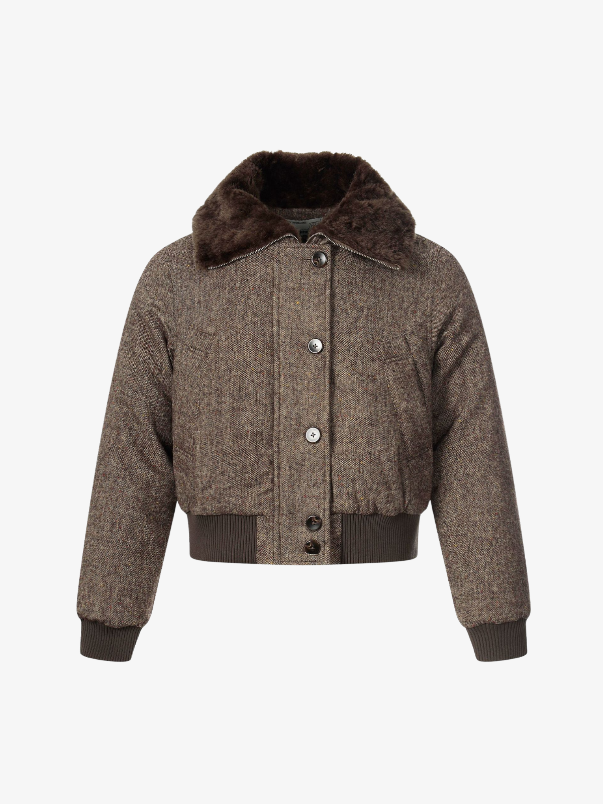 Retro Tweed Bomber | Kürklü Yaka Ceket